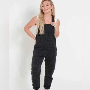 Smash + Tess Black Leopard Romperalls